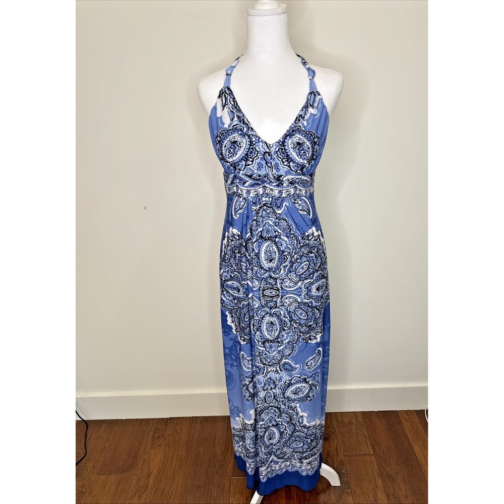 Y2K St Tropez West Babydoll‎ Halter Maxi Dress Fairy Coastal Laguna Beach Boho 8